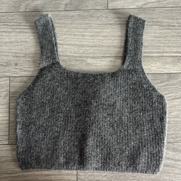 Everlane Tops - Everlane Cozy Stretch‎ Cropped Tank Top Wool Blend Heathered Charcoal Size Small